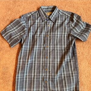 Haggar Men's Navy Blue Plaid Button Down Shirt